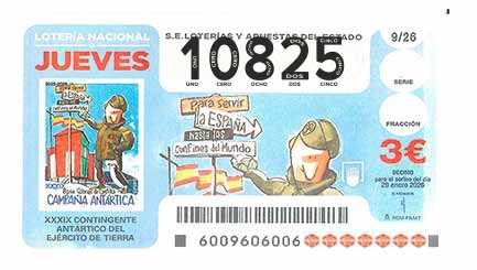 Décimo 10825 del sorteo 9-29/01/2026 Jueves