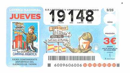 Décimo 19148 del sorteo 9-29/01/2026 Jueves