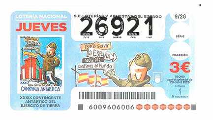 Décimo 26921 del sorteo 9-29/01/2026 Jueves