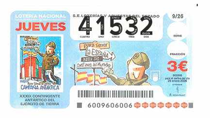 Décimo 41532 del sorteo 9-29/01/2026 Jueves