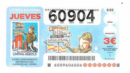Décimo 60904 del sorteo 9-29/01/2026 Jueves