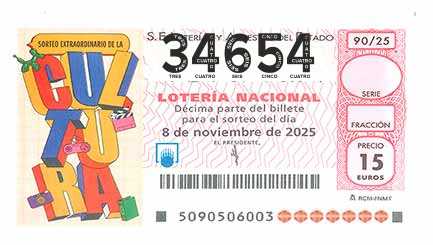 Décimo 34654 del sorteo 90-08/11/2025 Sábado