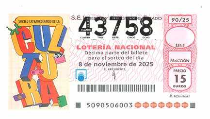 Décimo 43758 del sorteo 90-08/11/2025 Sábado