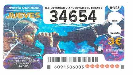 Décimo 34654 del sorteo 91-13/11/2025 Jueves