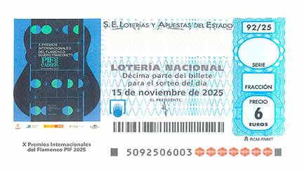 Décimo 10546 del sorteo 92-15/11/2025 Sábado
