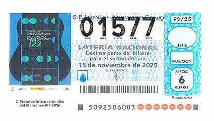 Décimo 01577 del sorteo 92-15/11/2025 Sábado