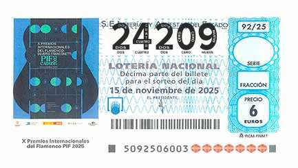 Décimo 24209 del sorteo 92-15/11/2025 Sábado