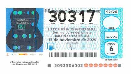 Décimo 30317 del sorteo 92-15/11/2025 Sábado