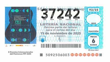 Décimo 37242 del sorteo 92-15/11/2025 Sábado