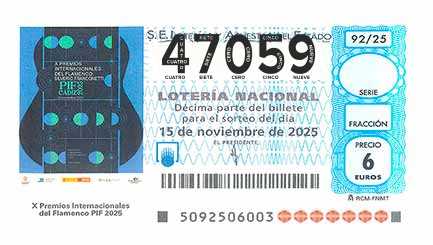 Décimo 47059 del sorteo 92-15/11/2025 Sábado