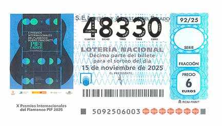 Décimo 48330 del sorteo 92-15/11/2025 Sábado