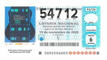Décimo 54712 del sorteo 92-15/11/2025 Sábado