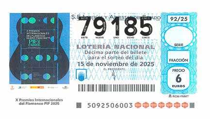 Décimo 79185 del sorteo 92-15/11/2025 Sábado