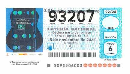 Décimo 93207 del sorteo 92-15/11/2025 Sábado