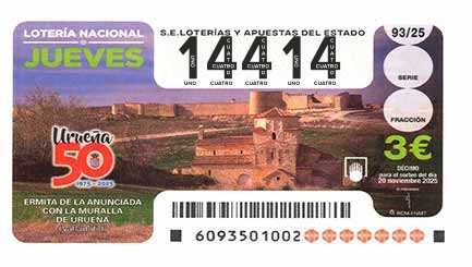 Décimo 14414 del sorteo 93-20/11/2025 Jueves