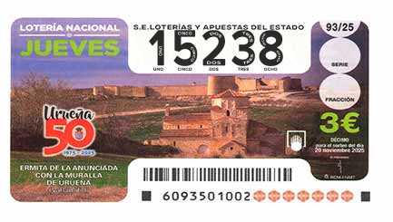 Décimo 15238 del sorteo 93-20/11/2025 Jueves