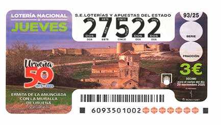 Décimo 27522 del sorteo 93-20/11/2025 Jueves