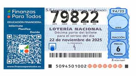 Décimo 79822 del sorteo 94-22/11/2025 Sábado