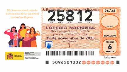 Décimo 25812 del sorteo 96-29/11/2025 Sábado