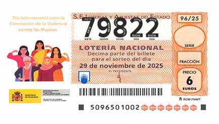Décimo 79822 del sorteo 96-29/11/2025 Sábado