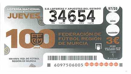 Décimo 34654 del sorteo 97-04/12/2025 Jueves