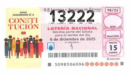 Décimo 13222 del sorteo 98-06/12/2025 Sábado