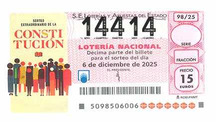 Décimo 14414 del sorteo 98-06/12/2025 Sábado