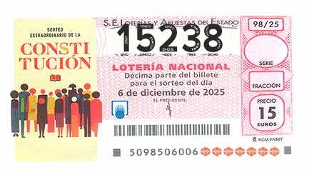 Décimo 15238 del sorteo 98-06/12/2025 Sábado