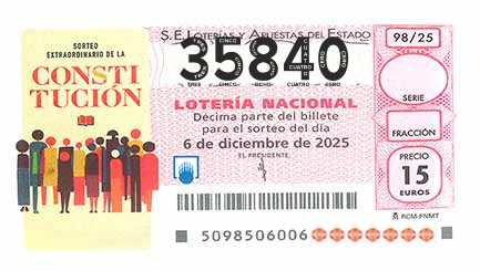 Décimo 35840 del sorteo 98-06/12/2025 Sábado