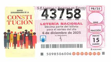 Décimo 43758 del sorteo 98-06/12/2025 Sábado