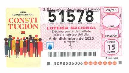 Décimo 51578 del sorteo 98-06/12/2025 Sábado